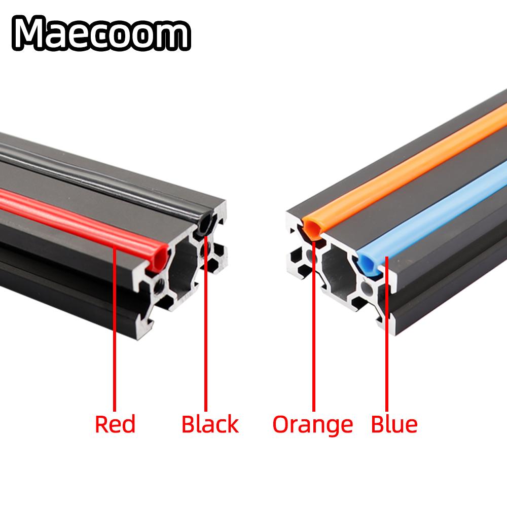 Ender 3/ CR10/ 1M CNC 20 Series 6 mm phẳng cho 2020 Cấu hình nhôm, nắp khe mềm/ bảng màu đỏ/ cam/ đen/ xanh