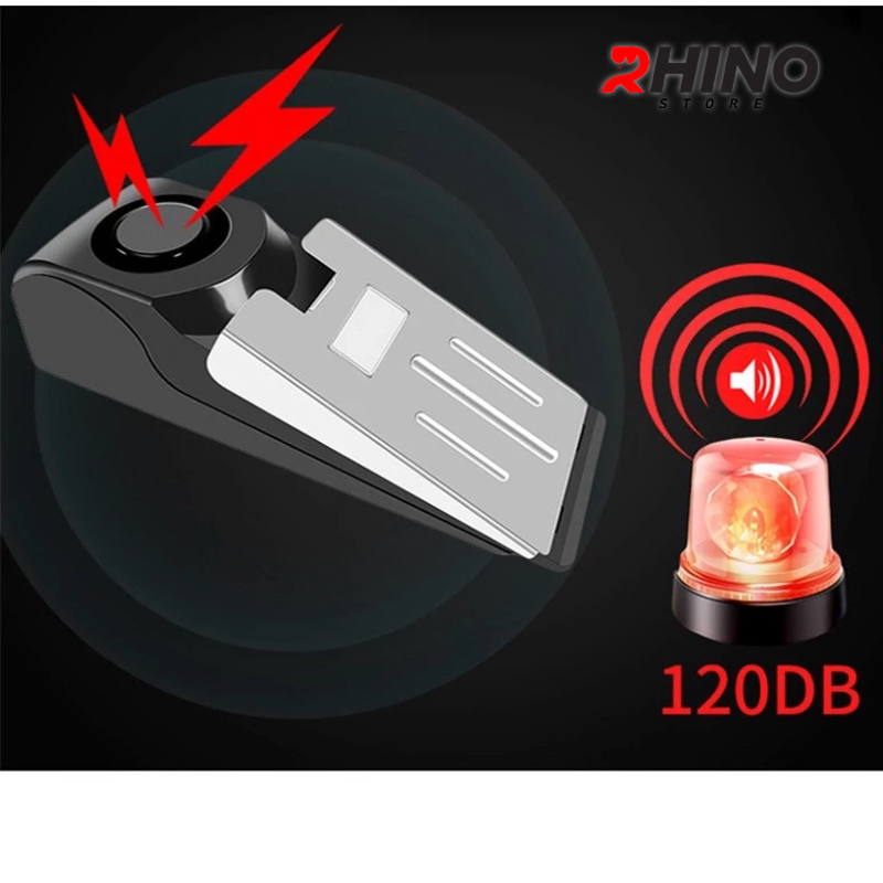 (Sẵn Pin) Chuông chặn cửa, kẹp cửa chống trộm Rhino C02 120DB cảnh báo lớn hàng chính hãng