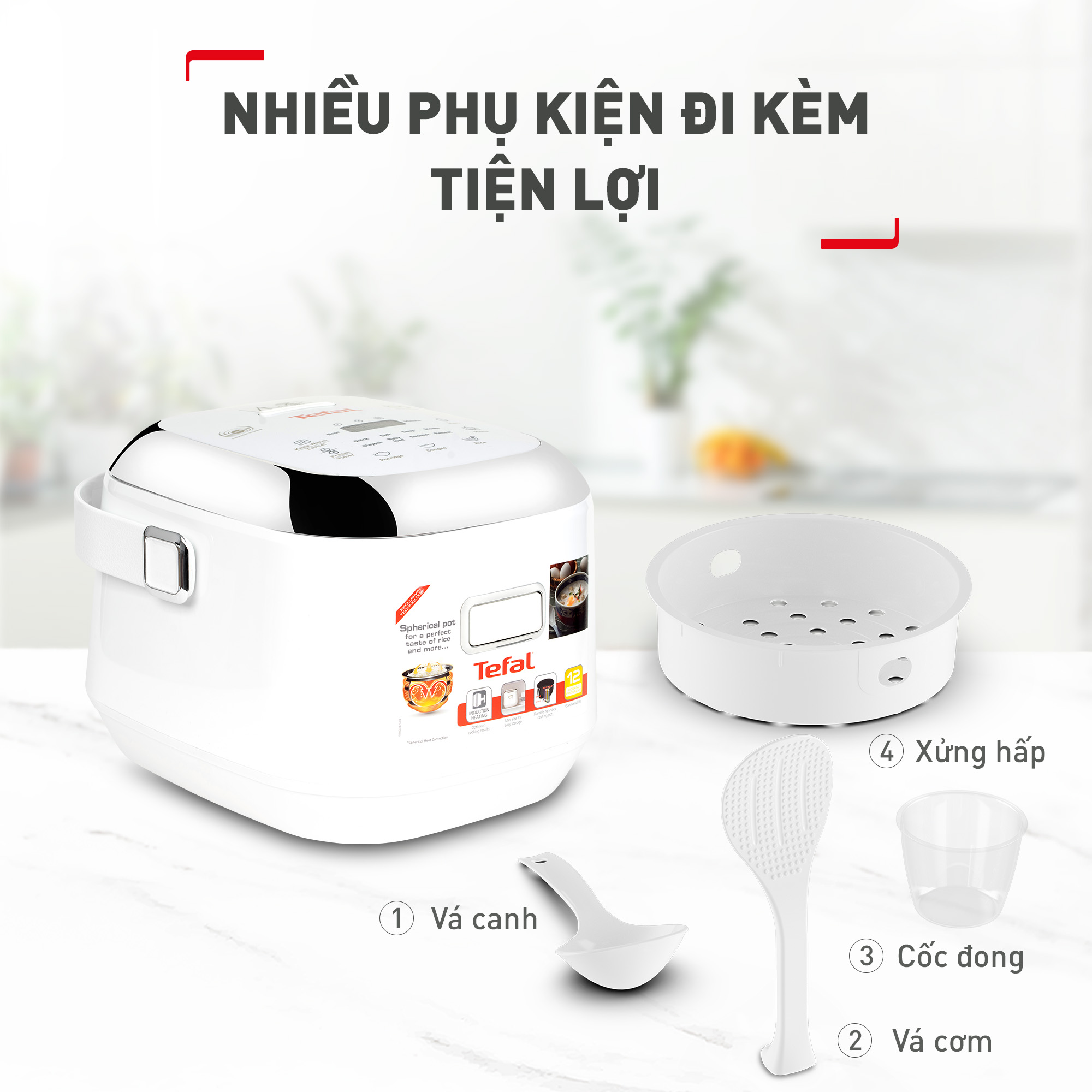 Nồi cơm điện tử cao tần Tefal mini 0.7L RK604165 - Hàng chính hãng