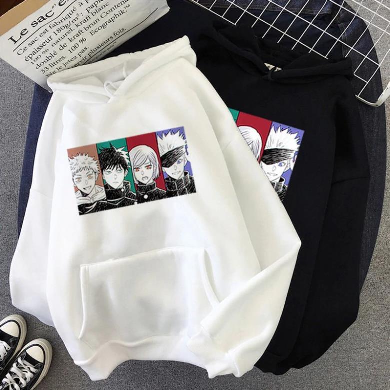 DỌN KHO Áo Hoodie Anime Jujutsu Kaisen Gojo Satoru 2 màu đen trắng