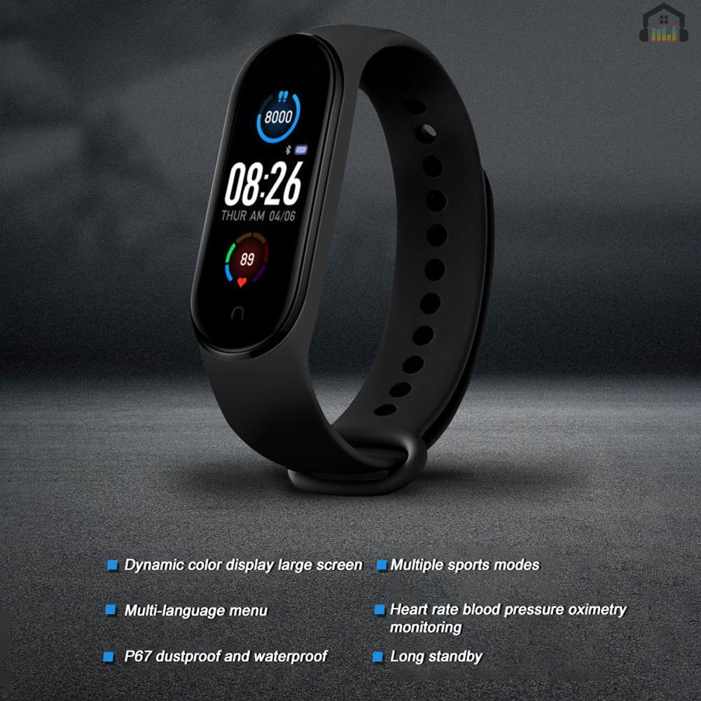 Đồng hồ thông minh M5 chống thấm nước hỗ trợ đo nhịp tim huyết áp theo dõi sức khỏe