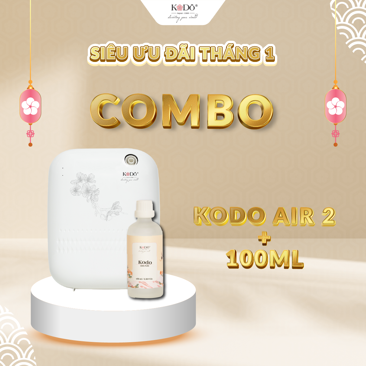 Máy Khuếch Tán Tinh Dầu KODO Air2 Không Gian Dưới 160m2 (bình dầu máy 400ml), không pha nước, app điều khiển