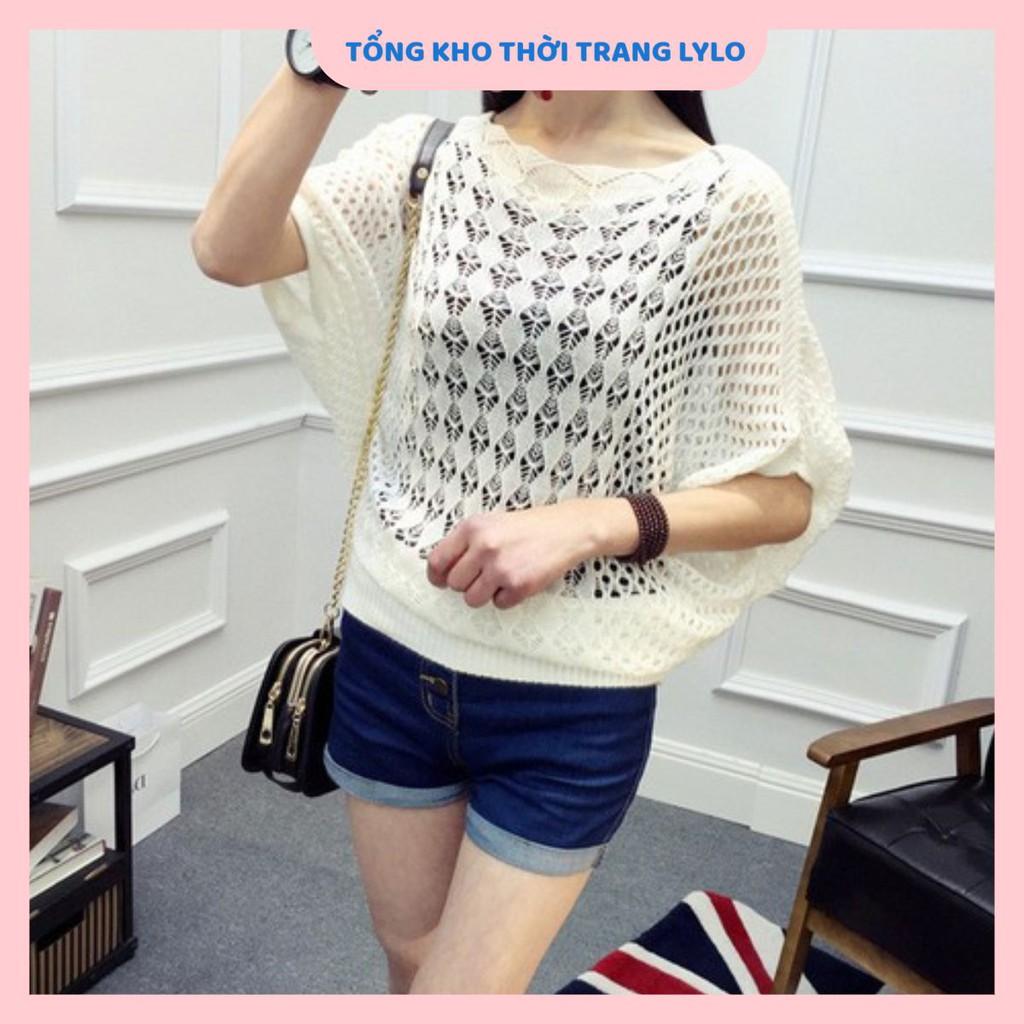 Áo len lưới cánh dơi tay lỡ nhiều màu mặc 4 mùa
