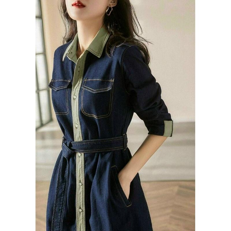 ĐẦM XÒE DENIM PHỐI VIỀN TAY LỞ