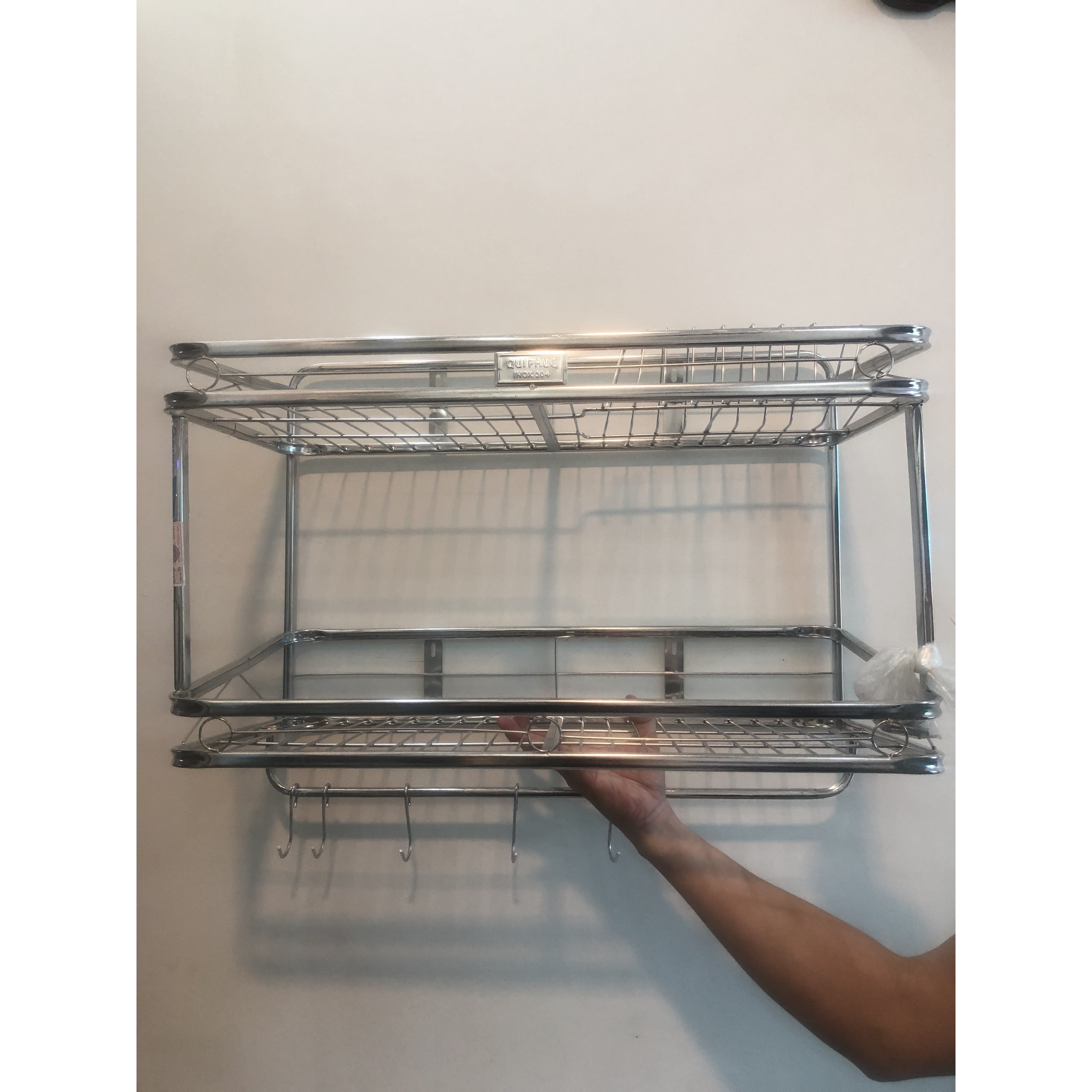 KỆ TREO ĐỂ CHÉN DĨA 2 TẦNG INOX SUS 304 KHÔNG GỈ SÉT