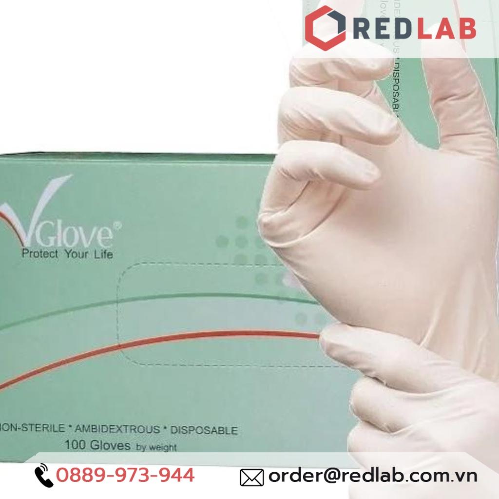 Găng tay y tế có bột Vglove, bao tay cao su y tế giá tốt