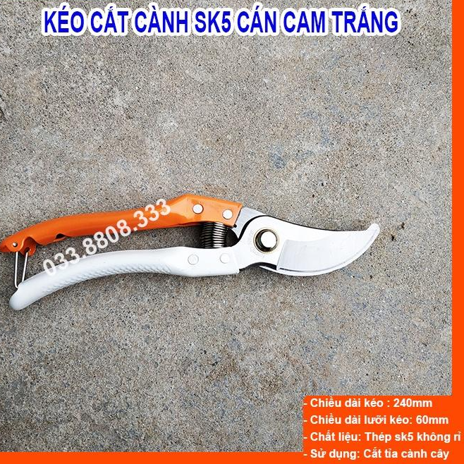 KÉO CẮT CÀNH CÁN CAM TRẮNG - KÉO CHUYÊN DÙNG CẮT TỈA, KÉO SẮC ĐẸP