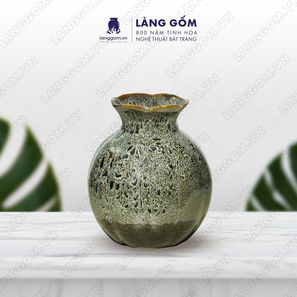 Bình hoa, lọ hoa Gốm sứ Bát Tràng cao cấp men hỏa biến dáng quả hồng dùng làm quà tặng, trang trí - Làng Gốm Bát Tràng