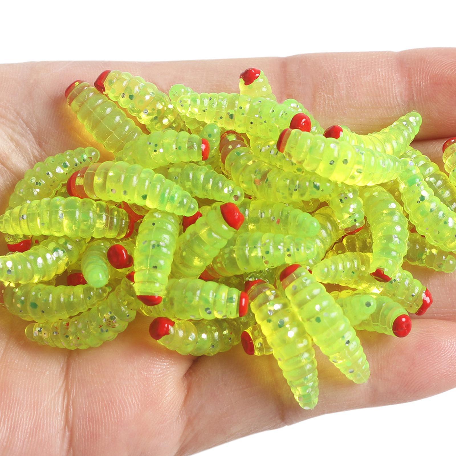 100 Pieces Fishing Lures Baits Soft Fishing Lures for Freshwater Portable for Bass Trout Professional Jig Fishing Gear Simulation Worm Grub