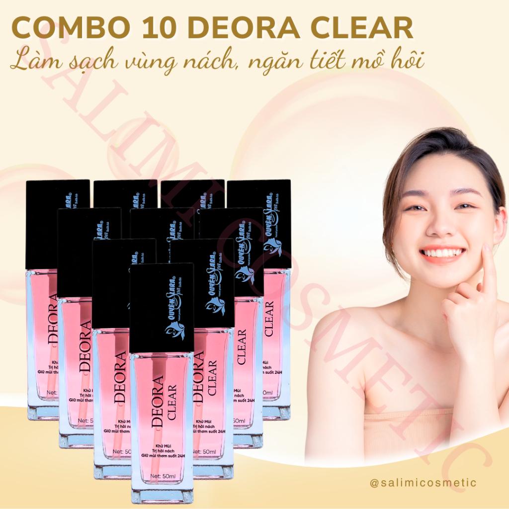 COMBO 10 Lọ Xịt Khử Mùi DEORA CLEAR Quyên Lara 50ml, Khử Mùi Hôi Nách, Ngăn Tiết Mồ Hôi