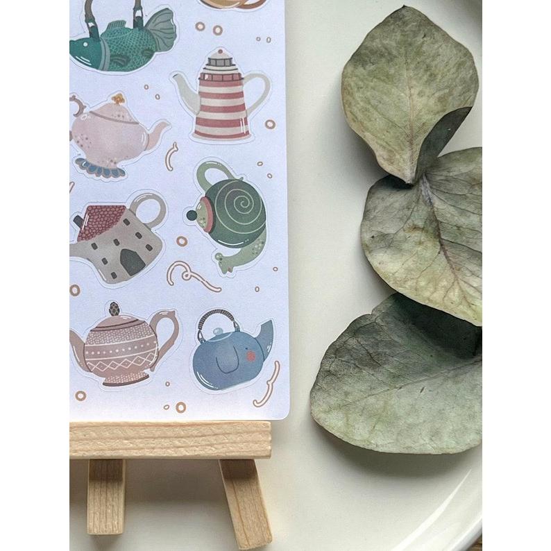 Sticker tự thiết kế- sticker sheet teapots - hình dán sổ, nhật kí bullet journal - unim023