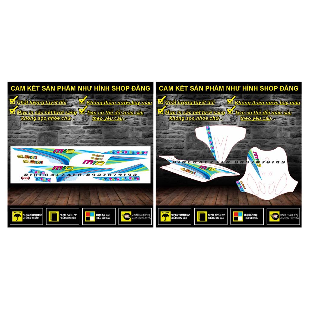 TEM RỜI MIO NHỎ ĐỜI ĐẦU MẪU 7 MÀU DÁN XE TRẮNG - BI DECAL