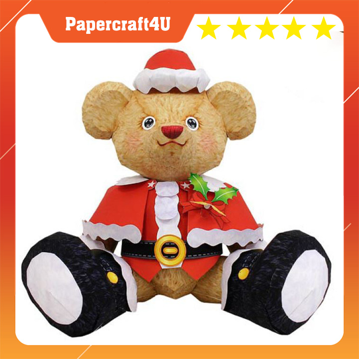 Mô hình giấy Trang trí Giáng Sinh Noel Merry Christmas - Teddy Bear