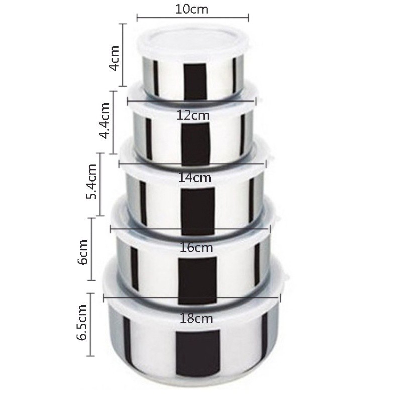 Bộ 5 thố inox Protect fresh box đựng đồ ăn nhà bếp