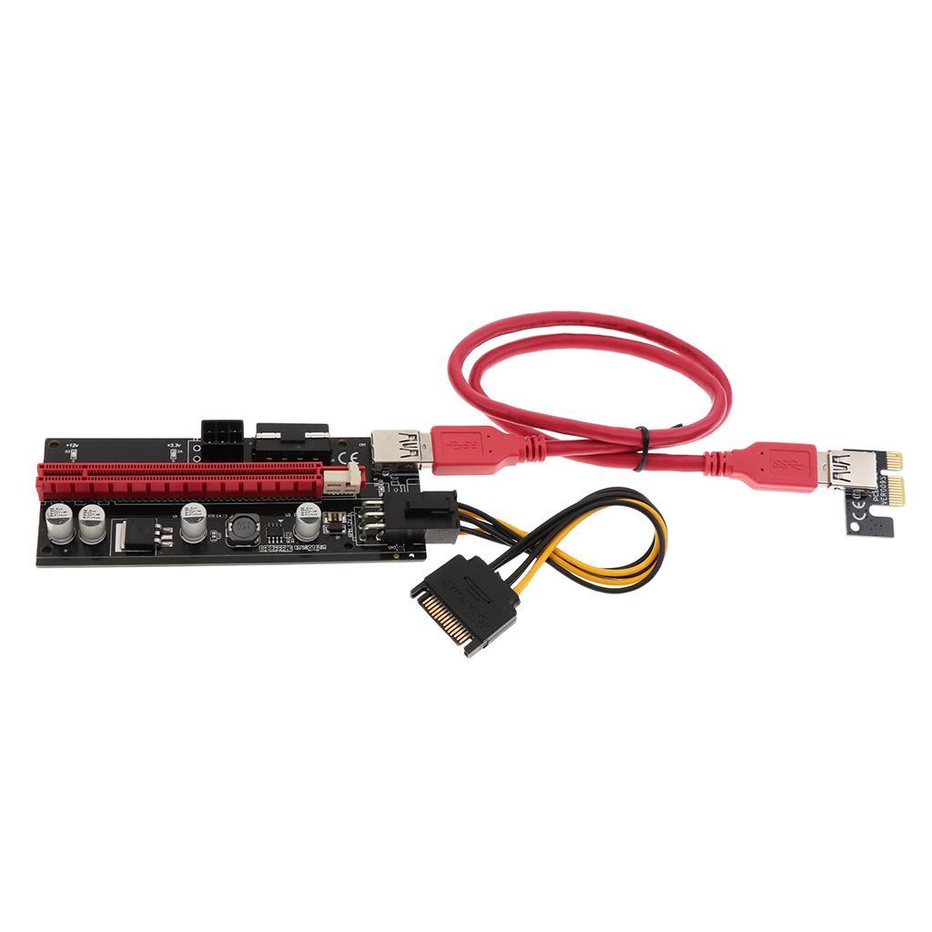 6Pcs/set PCI-E Express 1x To 16x Extender Riser Card Adapter with USB3.0 Cables
