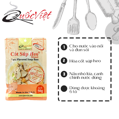 Gia vị cốt súp heo (Pork Flavored Soup Base) Cốt Quốc Việt 50g - Nhập khẩu USA