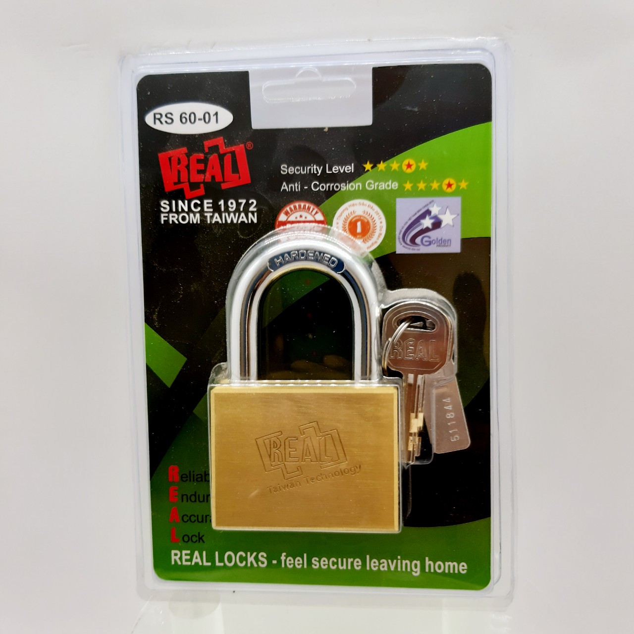 #RS60-01 Khóa treo thau vuông Real locks 60mm hàng mới 100%
