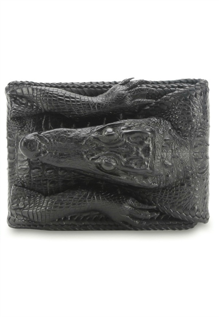 HJ2270 - Bóp nam da cá sấu Huy Hoàng nguyên con vip màu đen