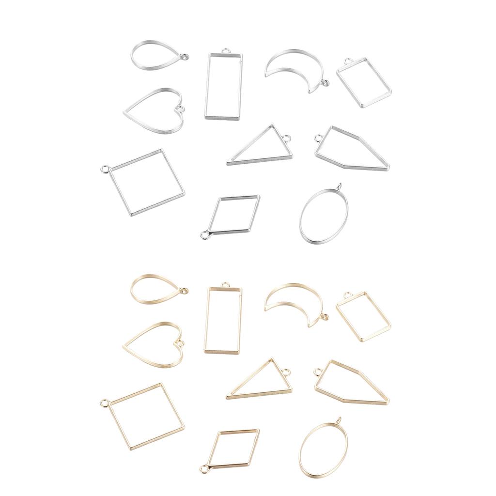 10x Geometric Hollow Charms Pendants Hanging Necklace DIY Jewelry Making