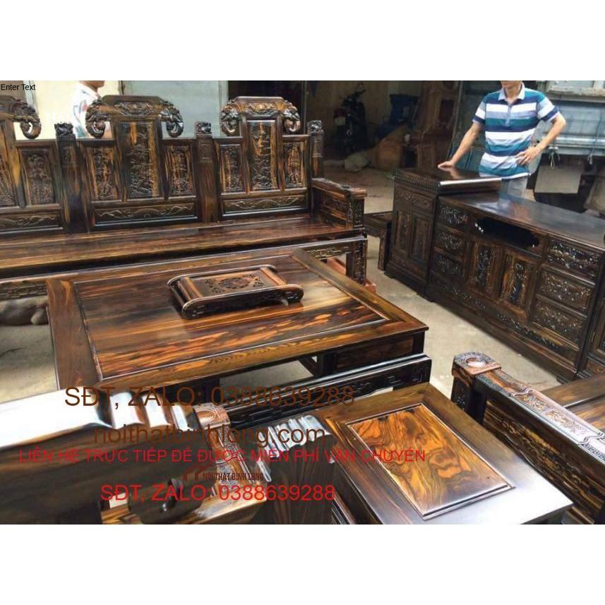 Bàn ghế tiếp khách âu á hộp trương voi gỗ sồi mỹ 2m2
