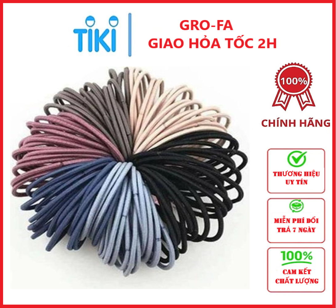 Sét 100 Dây Cột Tóc Trơn GroFa - Chính Hãng