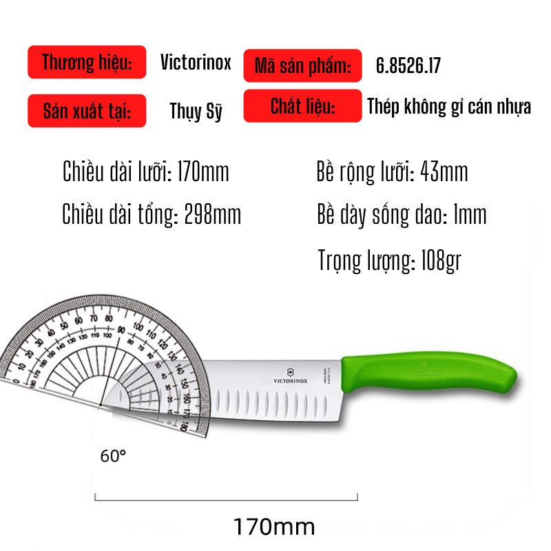 Dao Bếp Victorinox Santoku 17cm Cạnh Sáo Cán Nhựa Nhiều Màu - Thụy Sỹ (Hàng Chính Hãng)