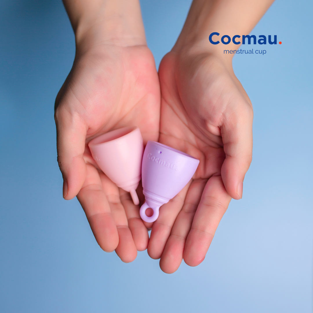 Cốc nguyệt san cải tiến Cocmau - Tím khoai môn - Cuống tròn dễ tháo - Thiết kế vành ẩn nhỏ gọn - 100% silicone y tế