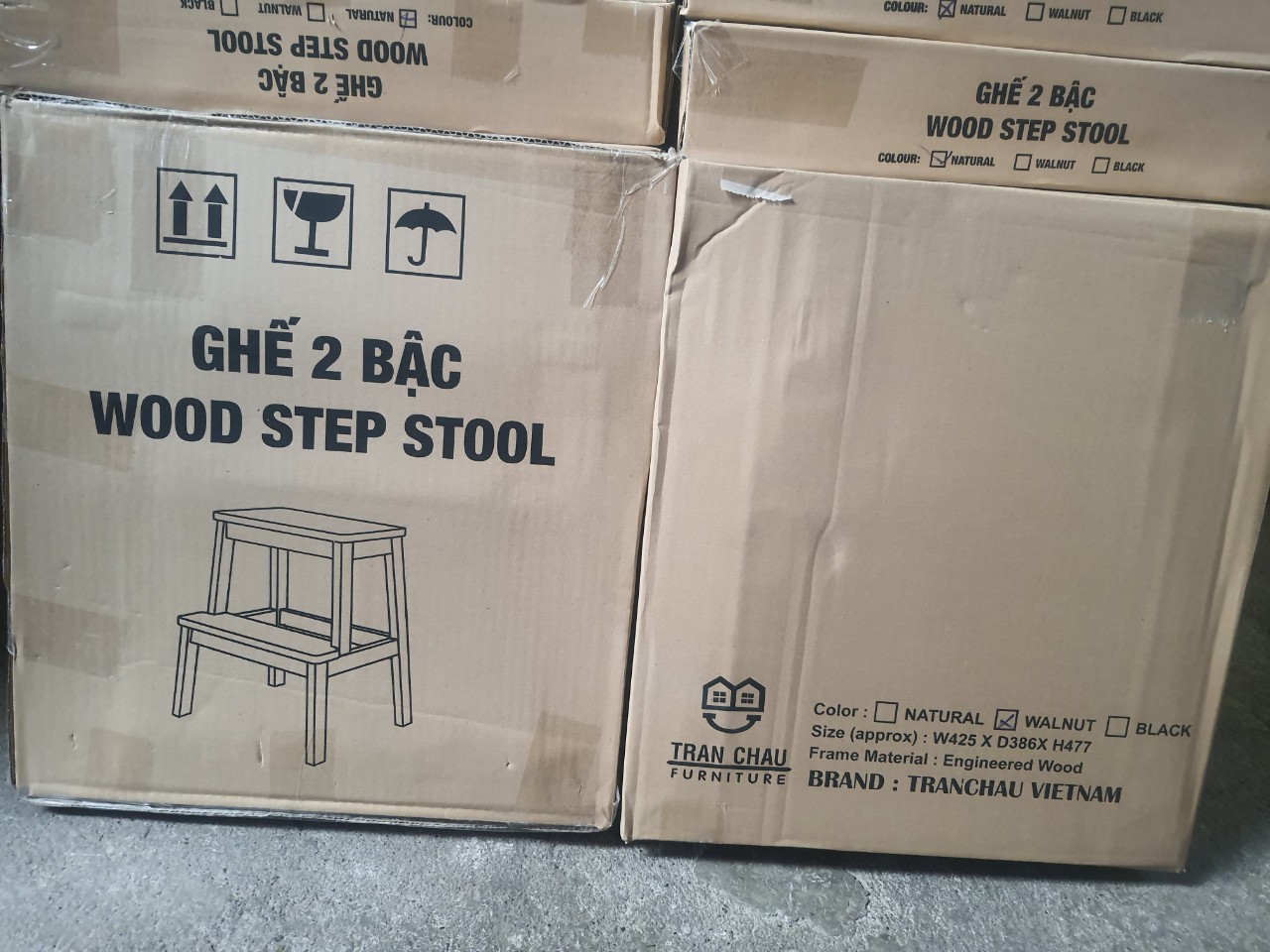 Ghế bậc thang 2 tầng bằng gỗ cao su 100% - 205 TC WOODEN STOOL