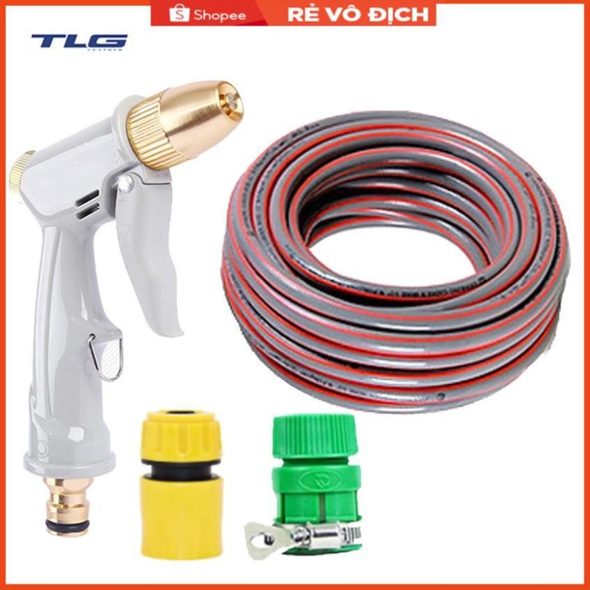 Bộ dây vòi xịt nước rửa xe, tưới cây tăng áp 3 lần, loại 3-5m (cút nhựa nối nhựa xanh) 206846