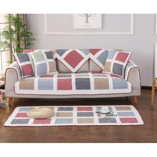 Thảm sofa cotton- Chữ nhật đỏ - TSF017