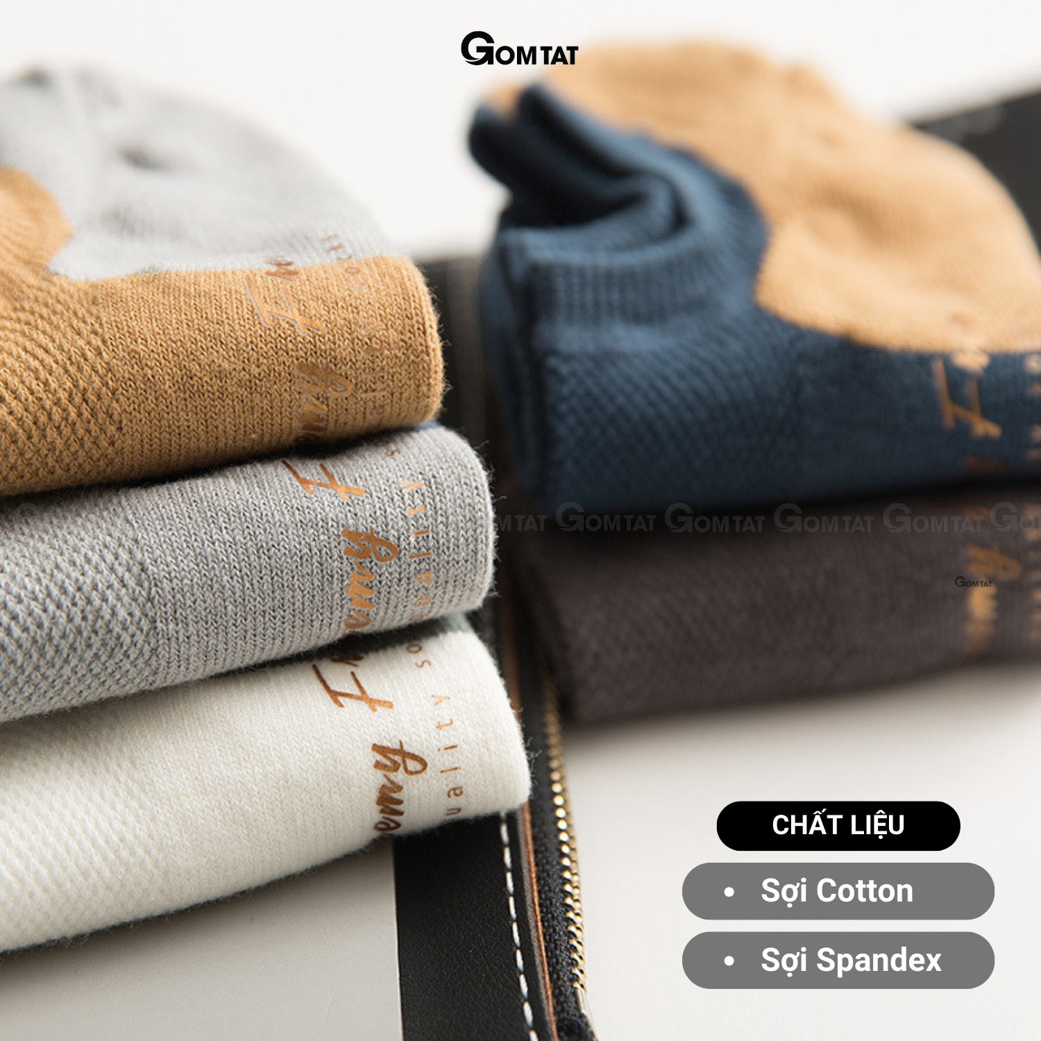 Set 5 đôi tất vớ nam cổ ngắn GOMTAT cao cấp, chất liệu cotton khử mùi kháng khuẩn cực tốt - CHEEMY-NAM-02