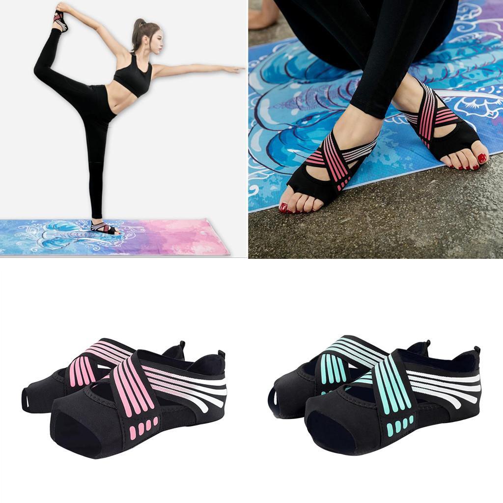 2 Pair Non Skid Women Barre Yoga Shoes Pilates Grip Socks Flexible
