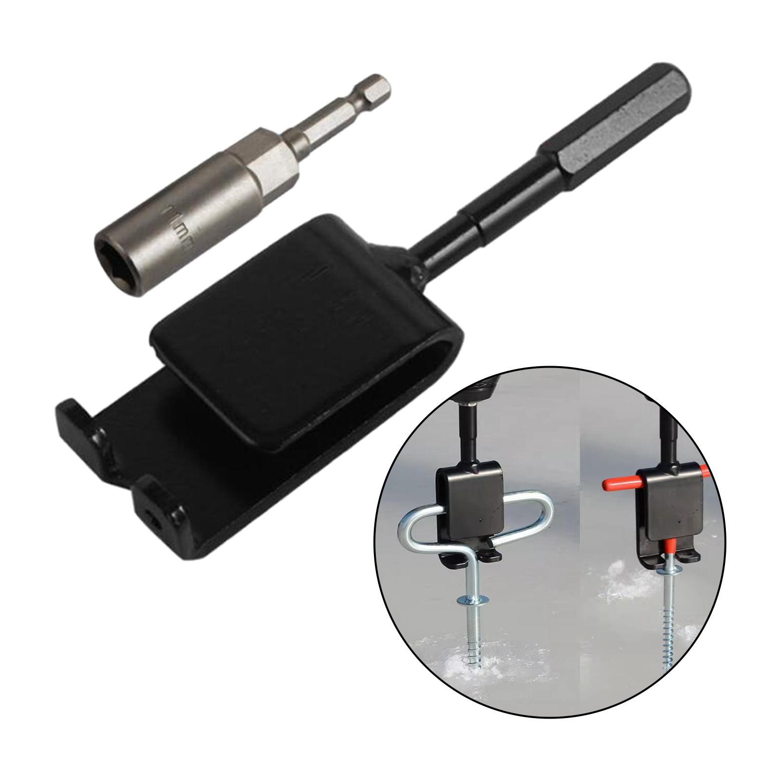 Ice Anchor Power Drill Adapter with Sleeve for Fixation of Canopies Tent Peg