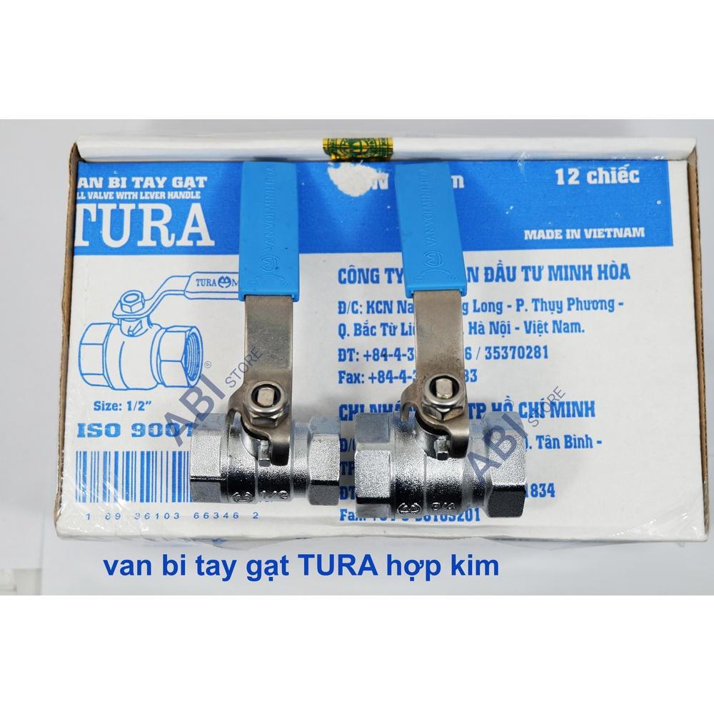 Van bi tay gạt Tura hợp kim, van khóa dn15, dn20