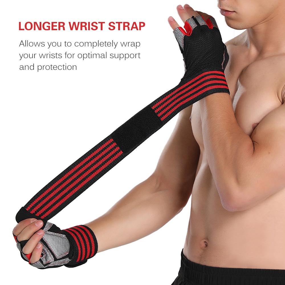 Găng Tay Thể Thao Thoáng Khí Chống Trượt Băng Nửa Ngón Tay Với Dây Đeo