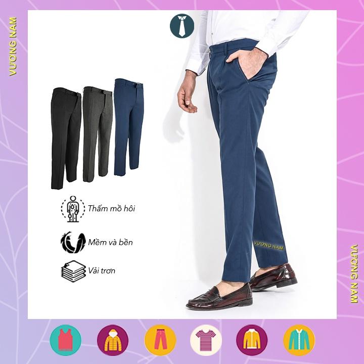 Quần tây nam cao cấp trung niên ống suông vải mềm mịn, Quần âu nam đen đẹp