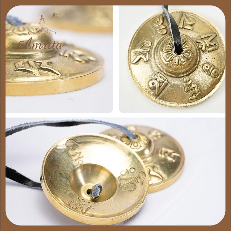 CHẬP CHENG ĐỒNG NEPAL CÚNG DƯỜNG ÂM THANH Vỏ Đựng Chập Cheng-Chũm Chọe - Chuông Đồng Tingsha Cymbals - Tingsha Amrita