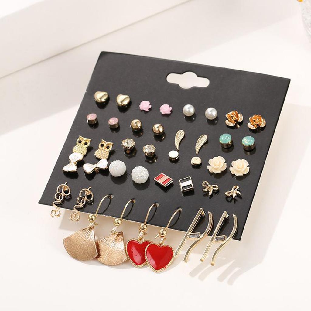 20 Pairs Earrings Stud Rhinestone Ear Drop Earrings Flower Earrings Stud