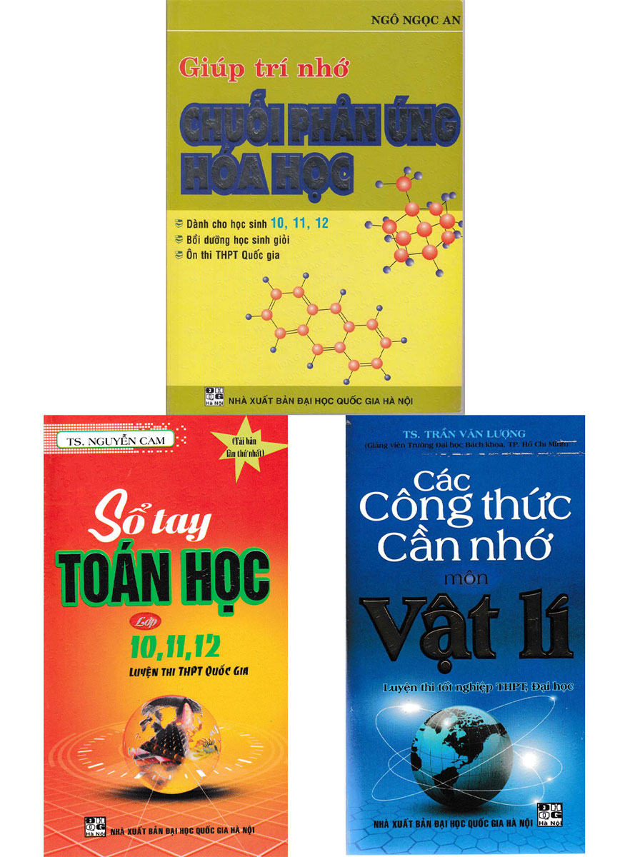 Combo Sổ Tay Toán Học Lớp 10-11-12 Luyện Thi THPT Quốc Gia + Các Công Thức Cần Nhớ Môn Vật Lý + Giúp Trí Nhớ Chuỗi Phản Ứng Hóa Học (Bộ 3 Cuốn)