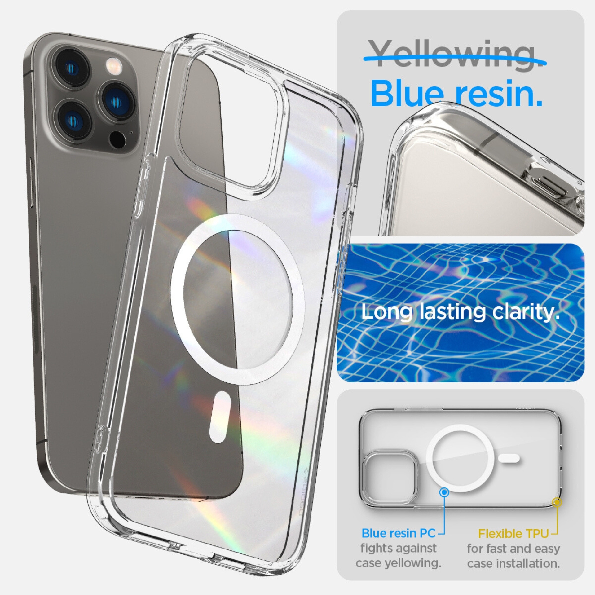 Ốp Lưng Case Spigen Dành Cho iPhone 14 Pro Max, SPIGEN CRYSTAL HYBRID MAGFIT - Hàng Chính Hãng