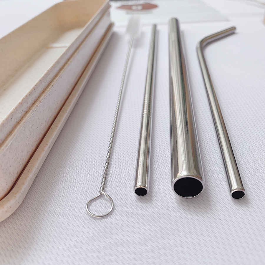 Set Hộp 3 Ống Hút Inox 304 Kèm Cọ Rửa Có Mix Màu Ngẫu Nhiên