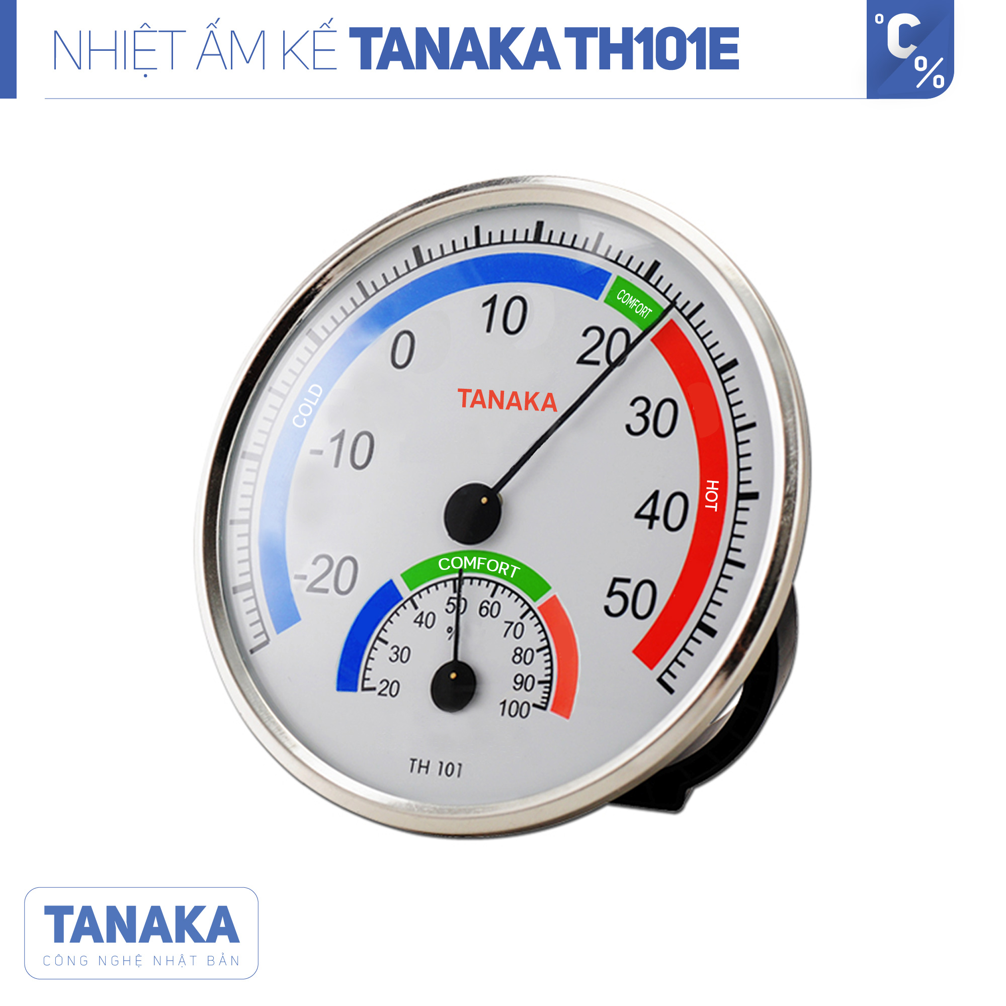 Nhiệt ẩm kế cơ học TANAKA TH101E Chính hãng nhật,nhiệt ẩm kế cơ theo công nghệ nhật bản,đồng hồ đo ẩm kế chính xác,nhiệt ẩm kế phòng,nhiệt ẩm kế sử dụng cho trẻ sơ sinh,nhiệt ẩm kế treo tường