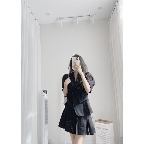 Set vest lệch áo + cv xếp li by samhyewear