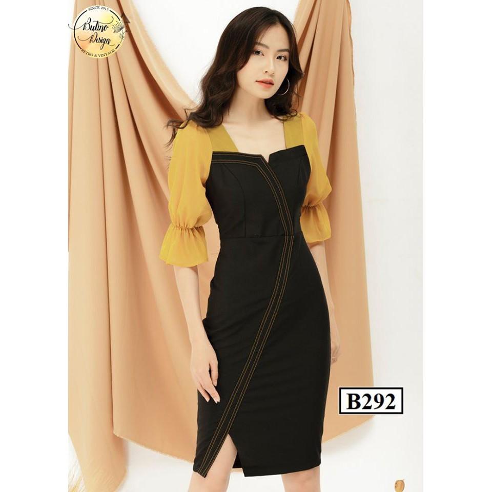 Váy đầm body B292 đen vàng thời trang nữ hàng thiết kế Cao Cấp