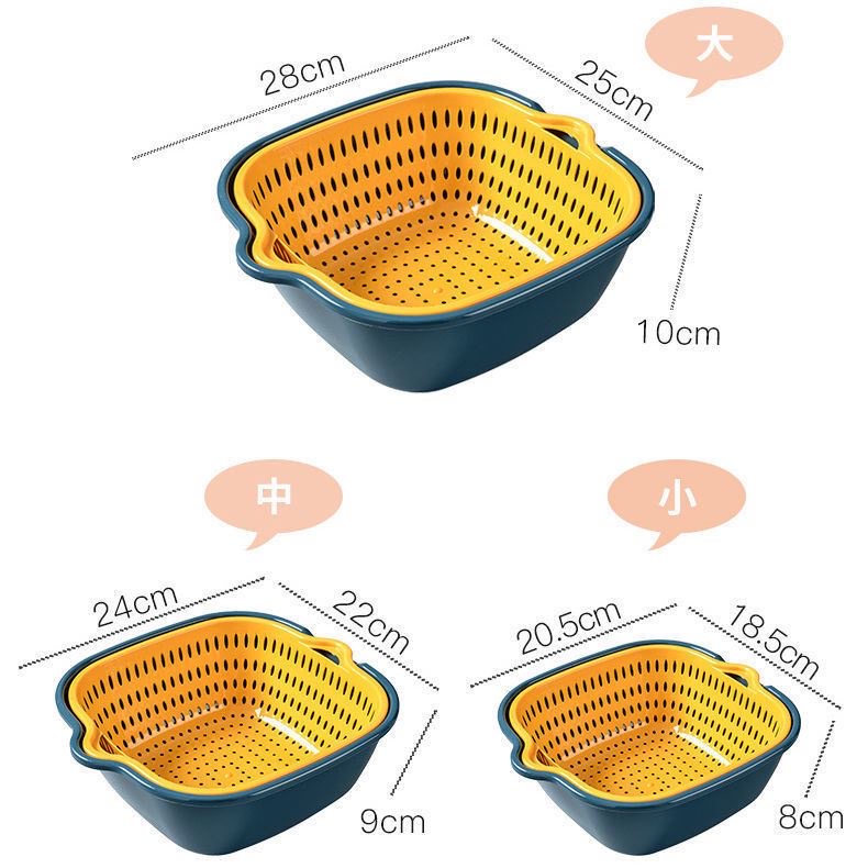 Bộ chậu rổ nhựa 6 món đa năng đựng thực phẩm rau củ quả, bộ rổ kèm thau tiện lợi