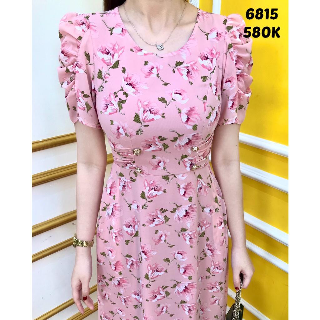 Đầm EMY EM6815 Xoè Hồng Cổ Tròn