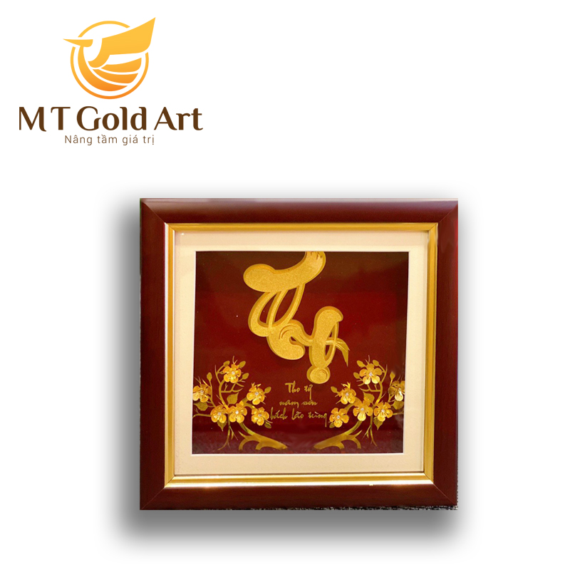 Tranh chữ thọ dát vàng 24k MT Gold Art- Hàng chính hãng, trang trí nhà cửa, phòng làm việc, quà tặng sếp, đối tác, khách hàng, tân gia, khai trương