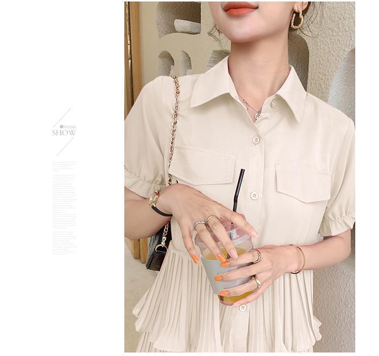 SHUANGYAN Blue Sea Yueno Fairy Mori Dress Platterone váy mối tình đầu màu đỏ 2023 mùa hè khí chất bánh váy chiffon đầm