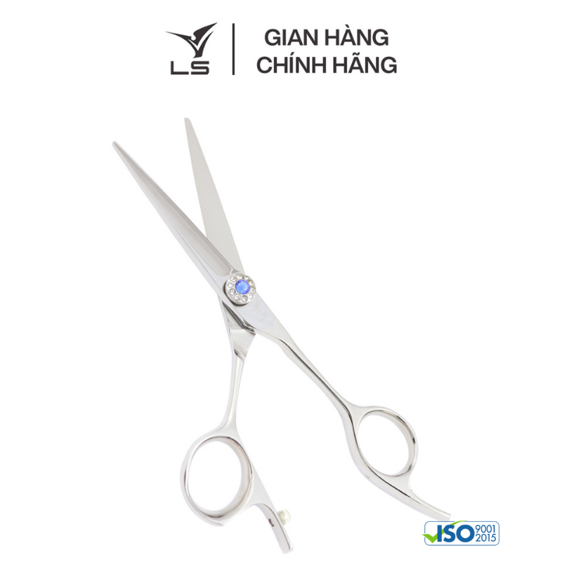 Kéo cắt tóc LS lưỡi thẳng quai offset vênh đỡ ngón cố định PFL