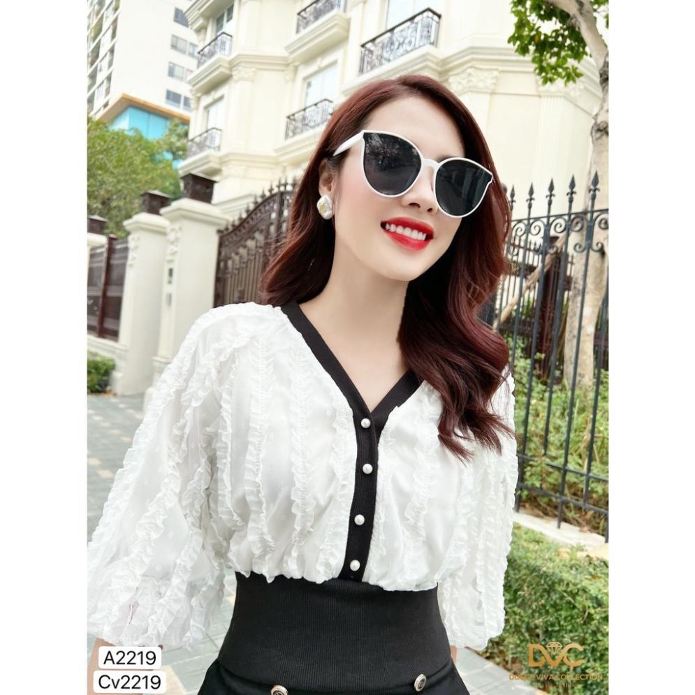 Set Áo trắng viền đen mix chân váy S2219 - DOLCE VIVA COLLECTION